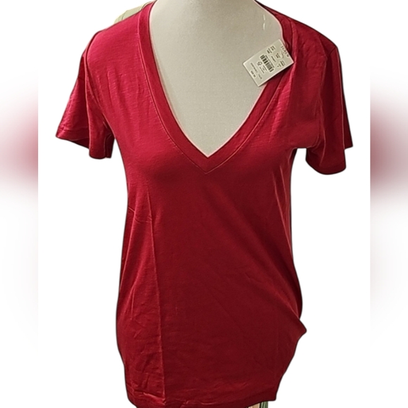 NWT J.Crew slub v neck tank top size Small dark pink or dark green - Picture 1 of 4